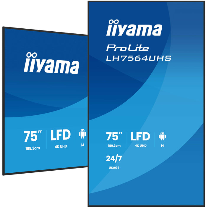 iiyama LH7564UHS-B1AG 75″ 4K UHD Digital Signage Display