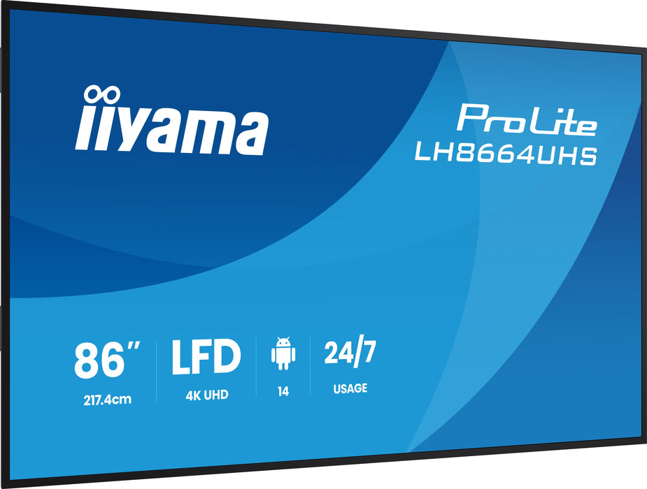 iiyama ProLite LH8664UHS-B3AG 86″ 4K Professional Digital Signage Display