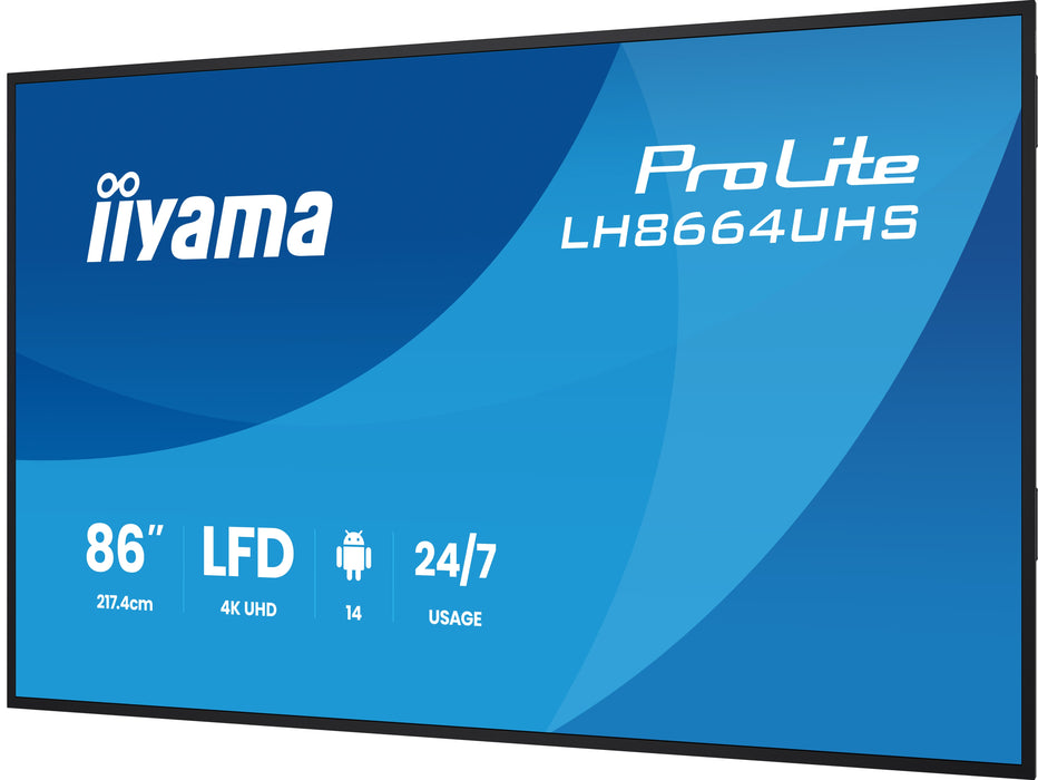 iiyama ProLite LH8664UHS-B3AG 86″ 4K Professional Digital Signage Display
