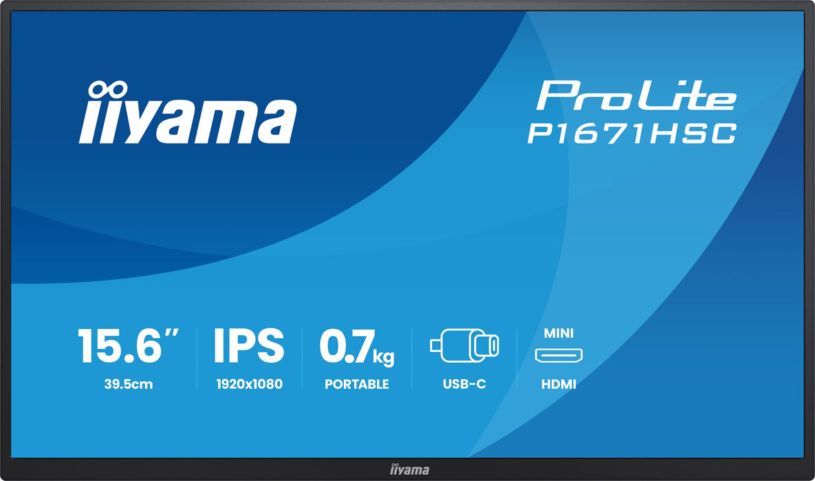 iiyama ProLite P1671HSC-B1 15.6″ Full HD Portable USB-C Touch Monitor