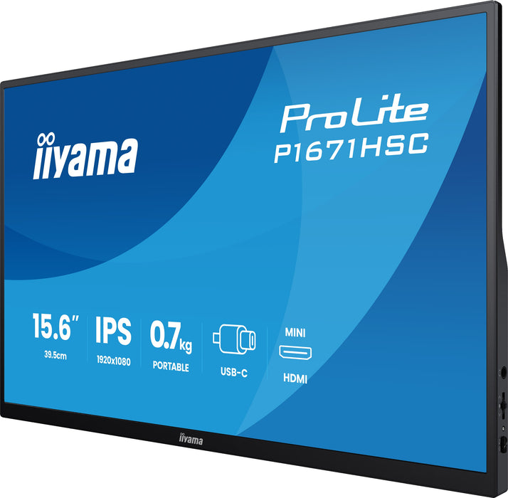 iiyama ProLite P1671HSC-B1 15.6″ Full HD Portable USB-C Touch Monitor