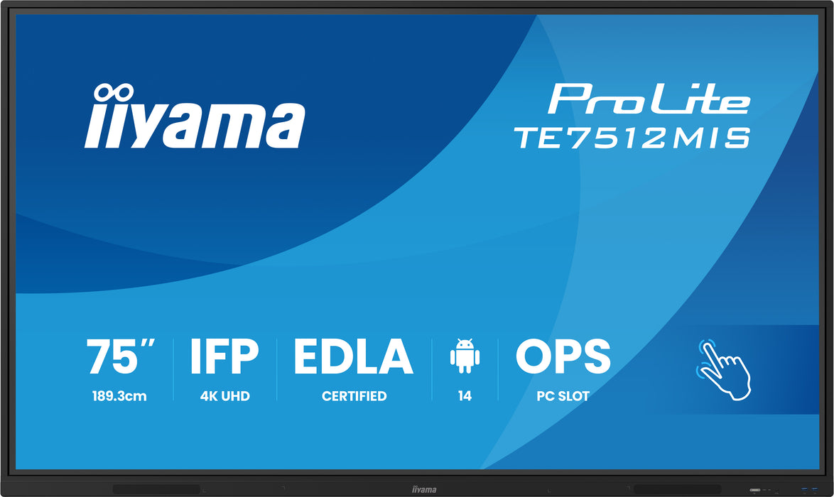 iiyama TE7512MIS-B4AG 75″ 4K PCAP Interactive Touch Display